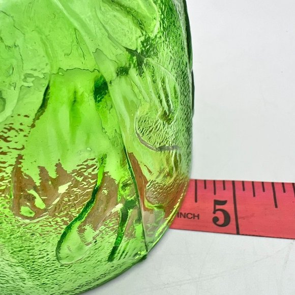 Vintage FTD 1975 Vintage Green Glass Leaf Motif Pedestal Vase - Picture 6 of 6